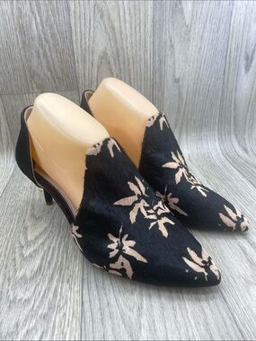 Black Floral Pointed Slingback Mules